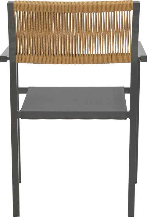 Karrige alumini Savor e grumbullueshme, kornizë antraciti-tekstilen, ratan natyral, 55x58x63cm