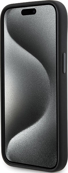 Mbështjellës Karl Lagerfeld Silicone Ikonik Metal Pin për iPhone 15, i zi