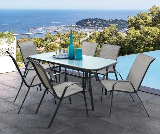 Set kopshti tavolinë Bruno & karrige Leon FH5206.01, 7 pjesë, hiri