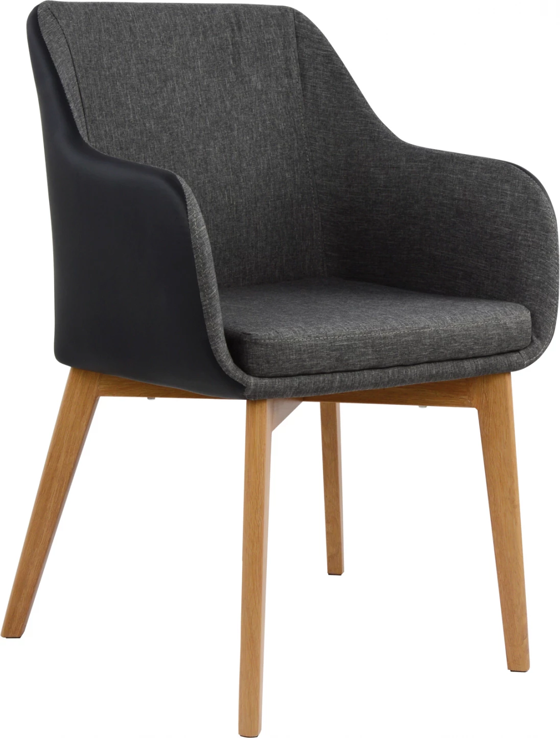 Karrige me krahë Bristol FH0141.01, ngjyrë gri e errët dhe PU e zezë, 57x59x86 cm, set prej 2 copë