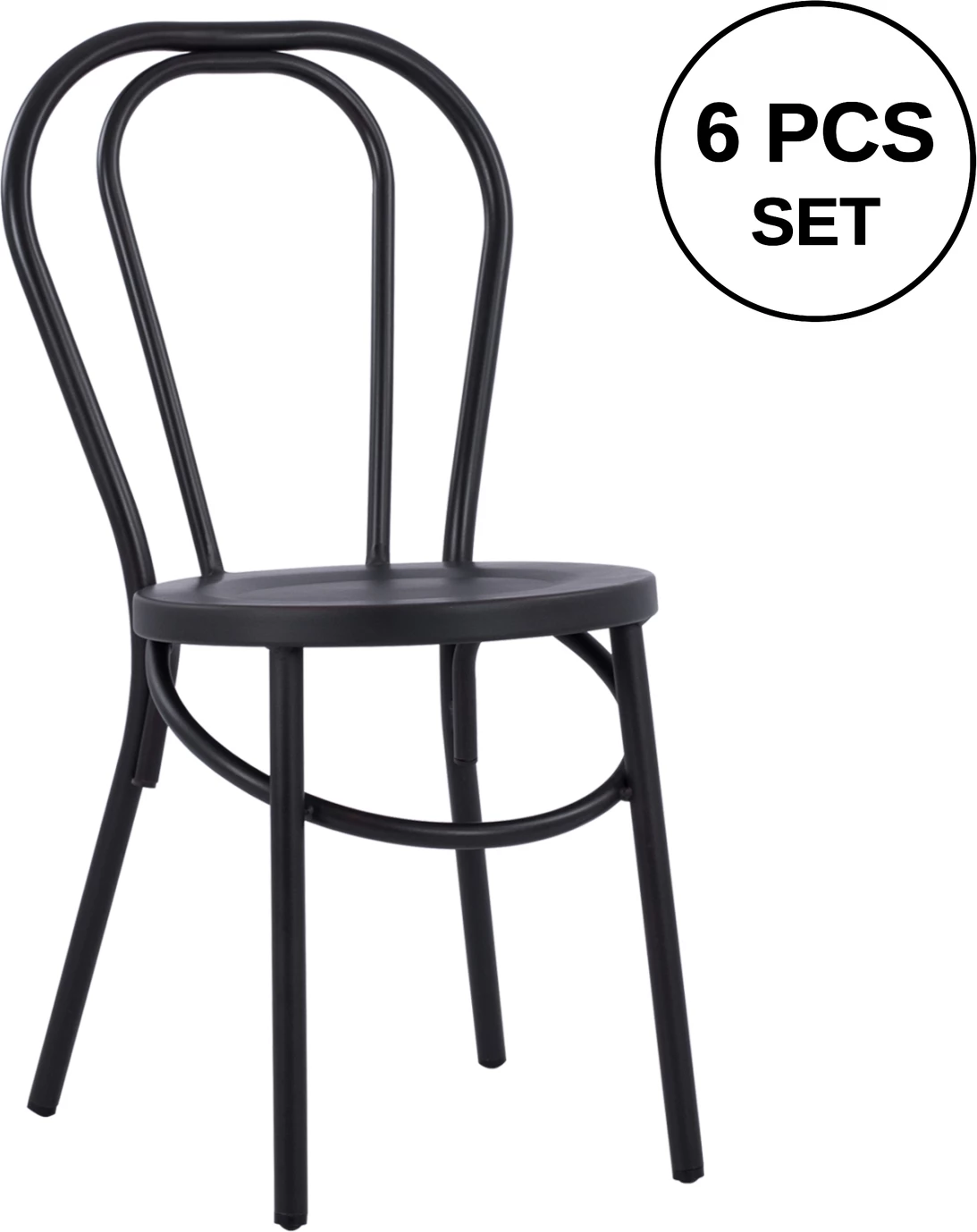 Karrige alumini tip Vjenë, ngjyrë e zezë e ndryshkur, FH5557.01, 42x52x88,5 cm, set prej 6 copë