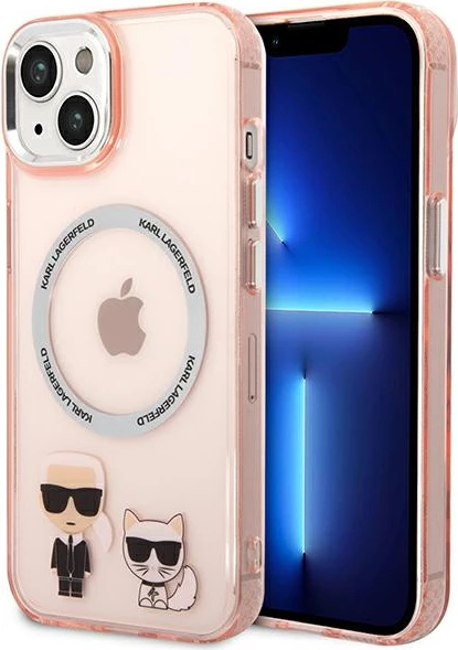 Mbështjellës Karl Lagerfeld KLHMP14MHKCP për iPhone 14 Plus 6.7", hardcase, MagSafe, rozë
