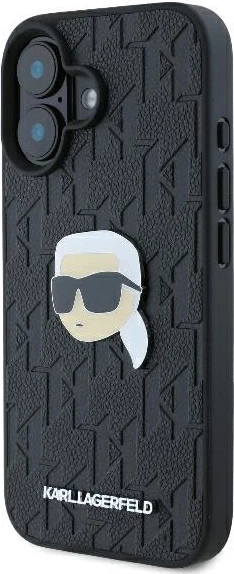 Mbështjellës Karl Lagerfeld Monogram Karl Head Pin për iPhone 16, i zi