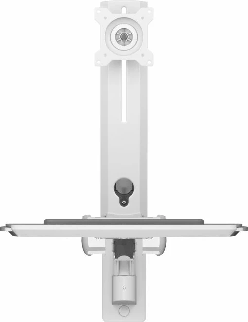 Mbajtës muri për monitor ICYBOX IB-WS700-W, workstation sit-stand 35\", 1 monitor, max 10 kg, me tabaka tastiere, e bardhë