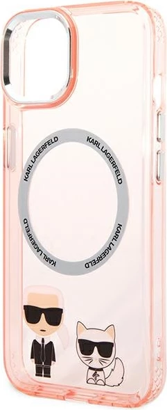 Mbështjellës Karl Lagerfeld KLHMP14MHKCP për iPhone 14 Plus 6.7", hardcase, MagSafe, rozë