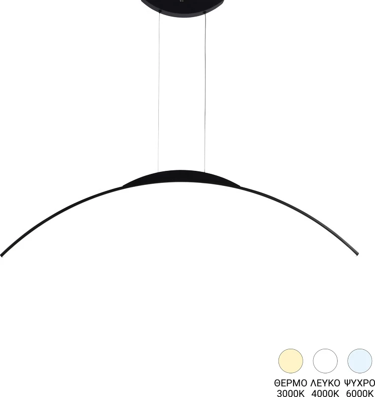 Llambë tavani LED Ledo, metal i zi, 120cm