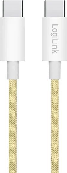 Kabëll USB-C në USB-C LogiLink 1.5m, najlon, verdhë
