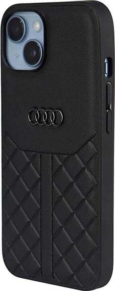 Mbështjellës Audi Genuine Leather për iPhone 14 6.1", lëkurë natyrale, zi