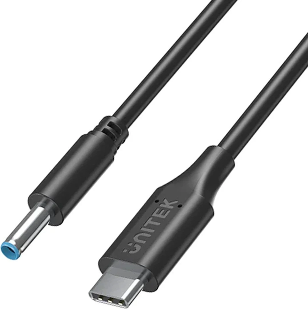 Kablli i energjisë për laptop HP Unitek, 65W USB-C - DC4,5mm, ngjyrë e zezë