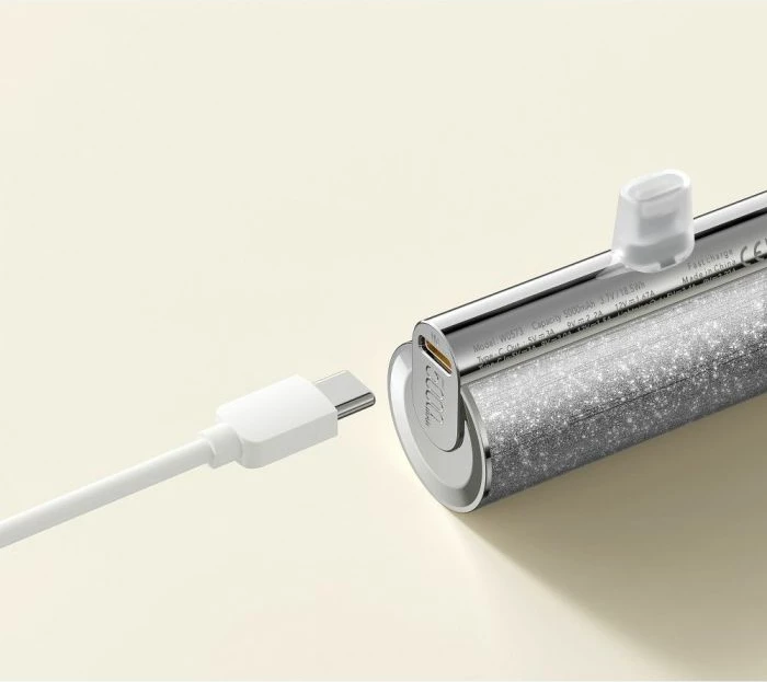 Powerbank VEGER W0573S 5000mAh USB-C me port të integrum, 12W PD/QC3.0, argjendtë