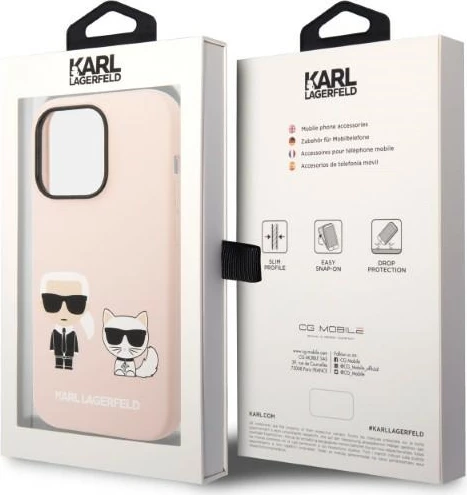 Mbështjellës Karl Lagerfeld KLHMP14LSSKCI për iPhone 14 Pro 6.1", silikon, MagSafe, rozë e çelët