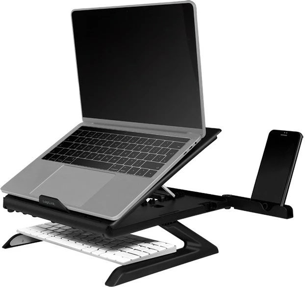 Mbajtës laptopi LogiLink AA0133 me mbajtës për smartphone, i zi