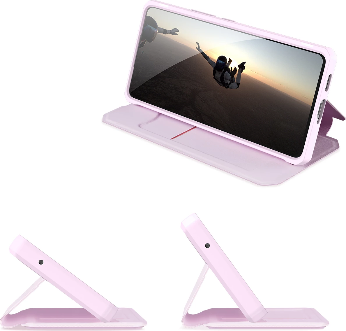 Mbështjellës Dux Ducis Skin X për Samsung Galaxy A73, me xhep për kartela, rozë