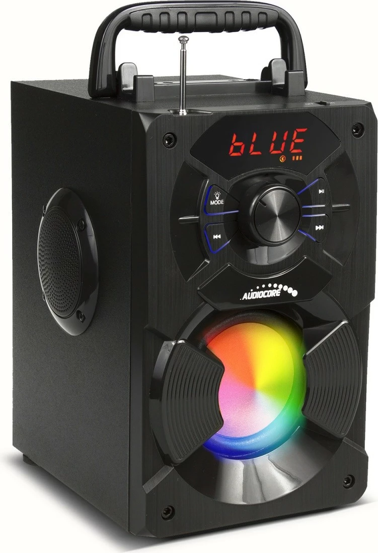 Altoparlant portabël Bluetooth Audiocore AC730, 11W, me ndriçim LED, i zi