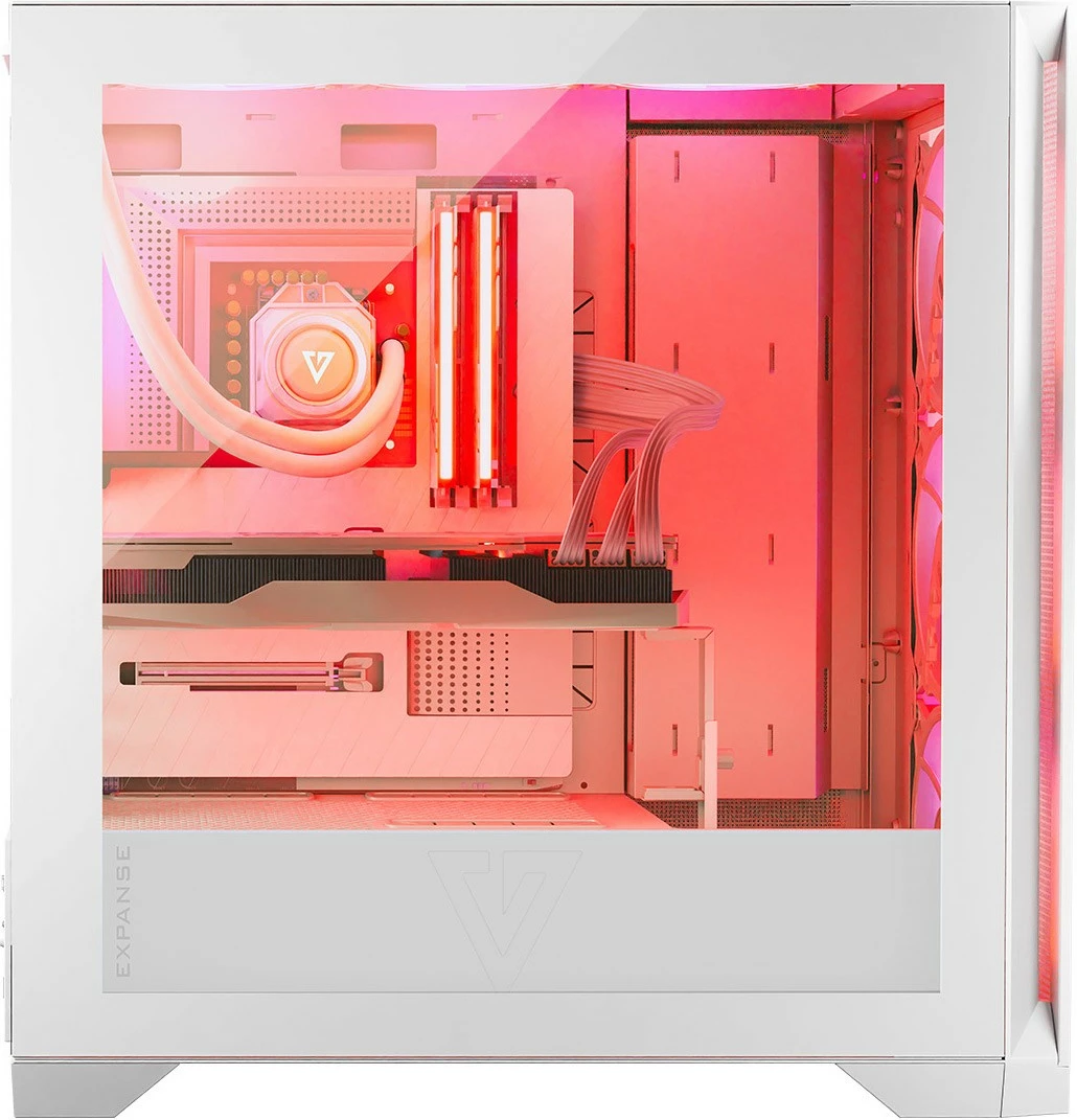 Kasë MODECOM Volcano Expanse S ARGB Midi Tower ATX/µATX/ITX me 4 ventilatorë ARGB, xham i kalitur, e bardhë