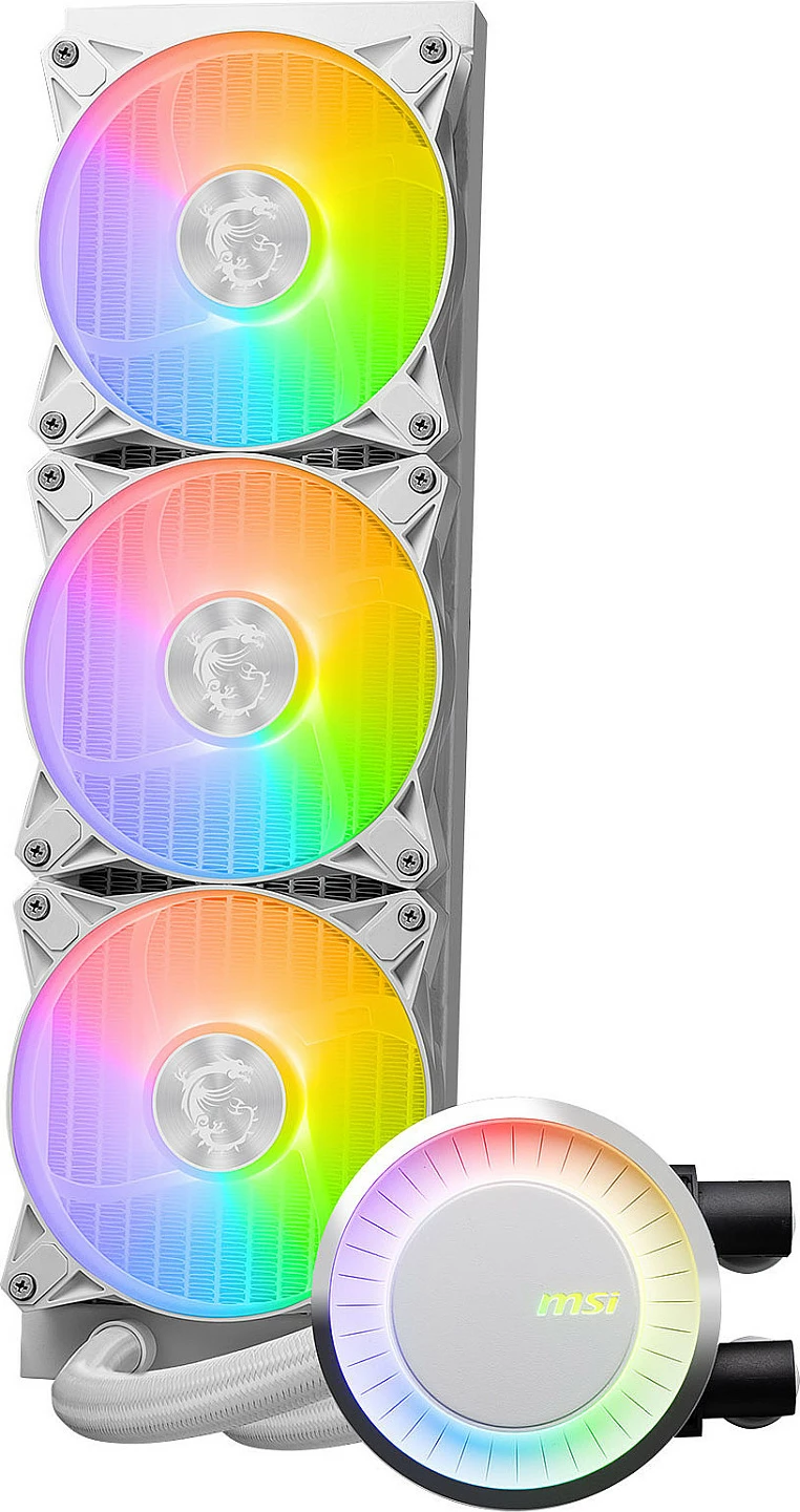 Ftohës me lëng MSI MAG Coreliquid E360, 3 ventilatorë 12cm, RGB, i bardhë