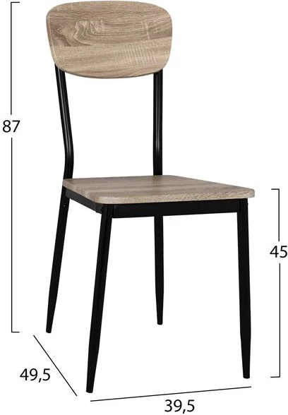 Set tavolinë me karrige 5 pjesë FH10339 me sipërfaqe tavoline sonama dhe këmbë të zeza 110x70x76cm