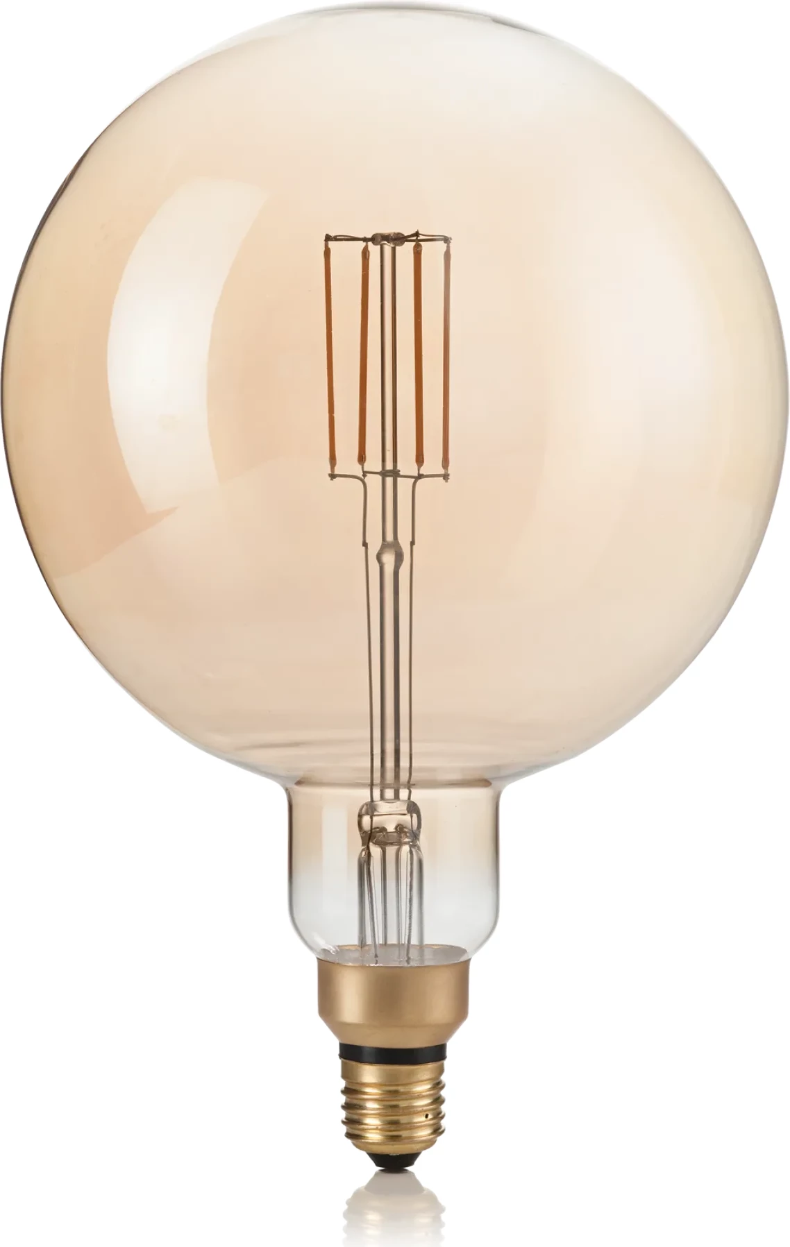 Llambë E27 glob me diametër 195 mm, fuqi 4W, temperaturë ngjyre 2200K, indeks i ngjyrave CRI 80.