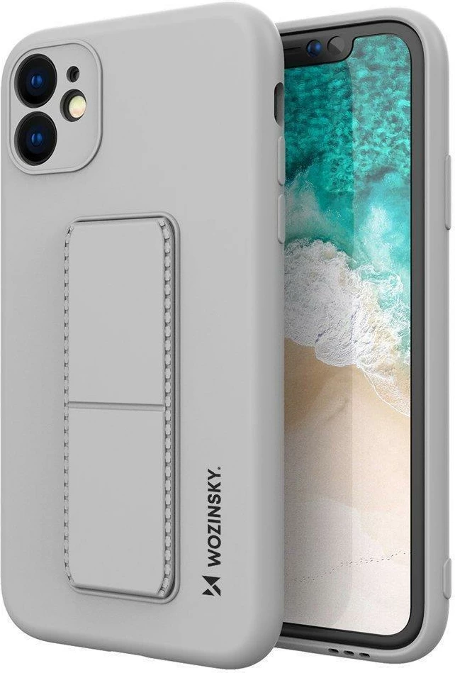 Mbështjellës silikon Wozinsky Kickstand Case për iPhone 12 Pro Max, gri