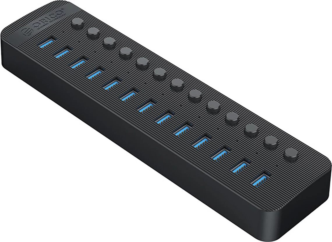 Hub USB Orico CT2U3-13AB, 13x USB-A 3.0 me çelësa, Zi
