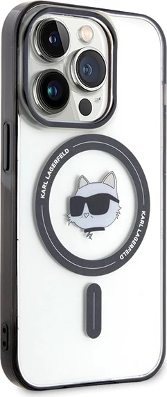 Mbështjellës Karl Lagerfeld IML Choupette's Head MagSafe për iPhone 15 Pro, Transparent