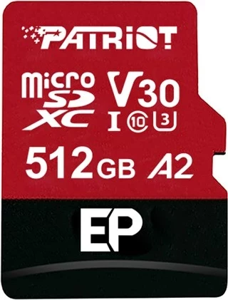 Kartelë memorie Patriot Memory EP A2, 512 GB, MicroSDXC, V30 U3, e zezë