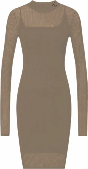 Fustan Calvin Klein për Femra, ngjyrë krem