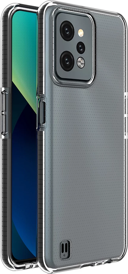 Mbështjellës Hurtel Spring Case për Realme C31, TPU, i hollë, i zi, me kornizë ngjyrë