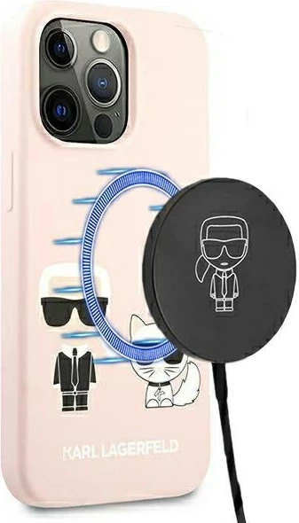 Mbështjellës Karl Lagerfeld KLHMP13LSSKCI për iPhone 13/13 Pro 6.1", silikon, MagSafe, rozë e çelët