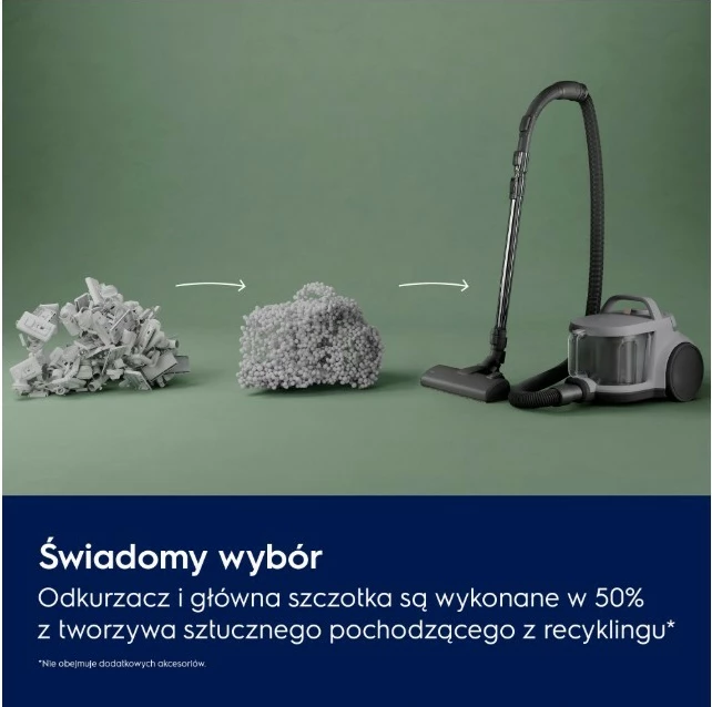 Fshesë me korent pa qese, Electrolux EL51A2UG, 1000 W, 2 L, ciklonike, filtrimi HEPA, rreze 9 m, gri