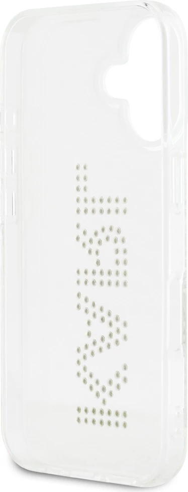 Mbështjellës Karl Lagerfeld IML Rhinestones Logo për iPhone 16, Transparent