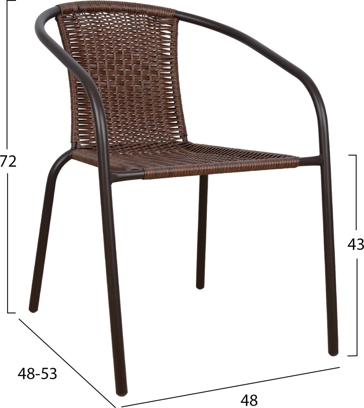 Karrige për jashtë Camel, ngjyrë kafe metalike me thurje, FH5015.02, 48x48-53x72 cm