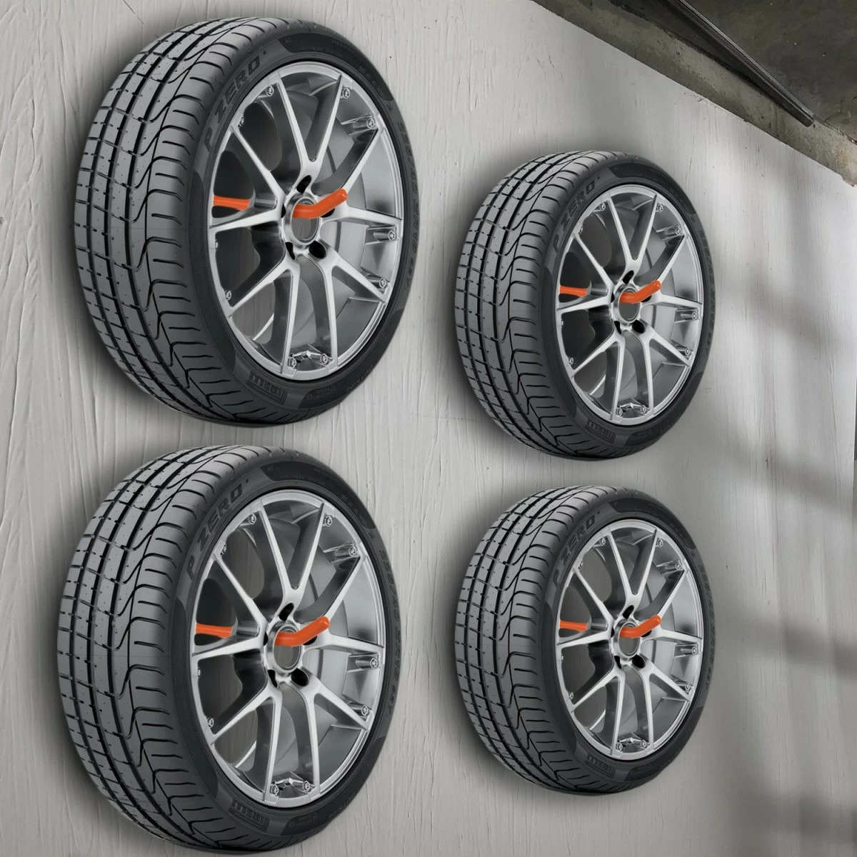 Komplet 4 mbajtëse muri Maclean MC-437, 27 cm, 60 kg, zezë/portokalli