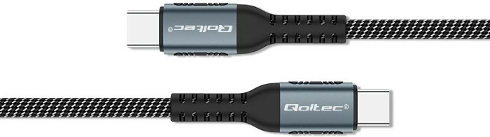 Kabllo USB Type-C Qoltec 52357, 1m, 100W, USB 2.0, QC 3.0, PD, e zezë