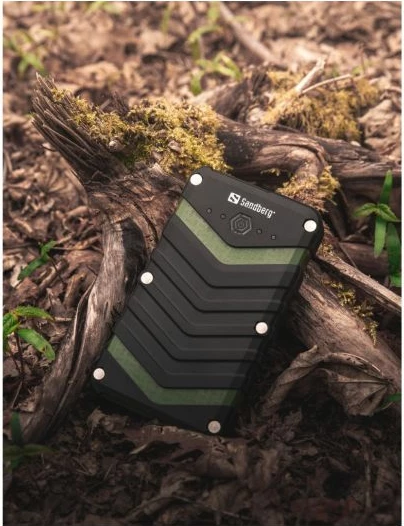 Powerbank Sandberg Survivor 420-36 20000 mAh IP67 me dritë dore, zi/jeshile, set me 2 kabllo