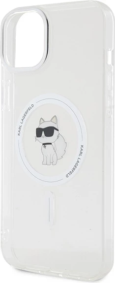 Mbështjellës Karl Lagerfeld IML Choupette MagSafe për iPhone 15 Plus, Transparent