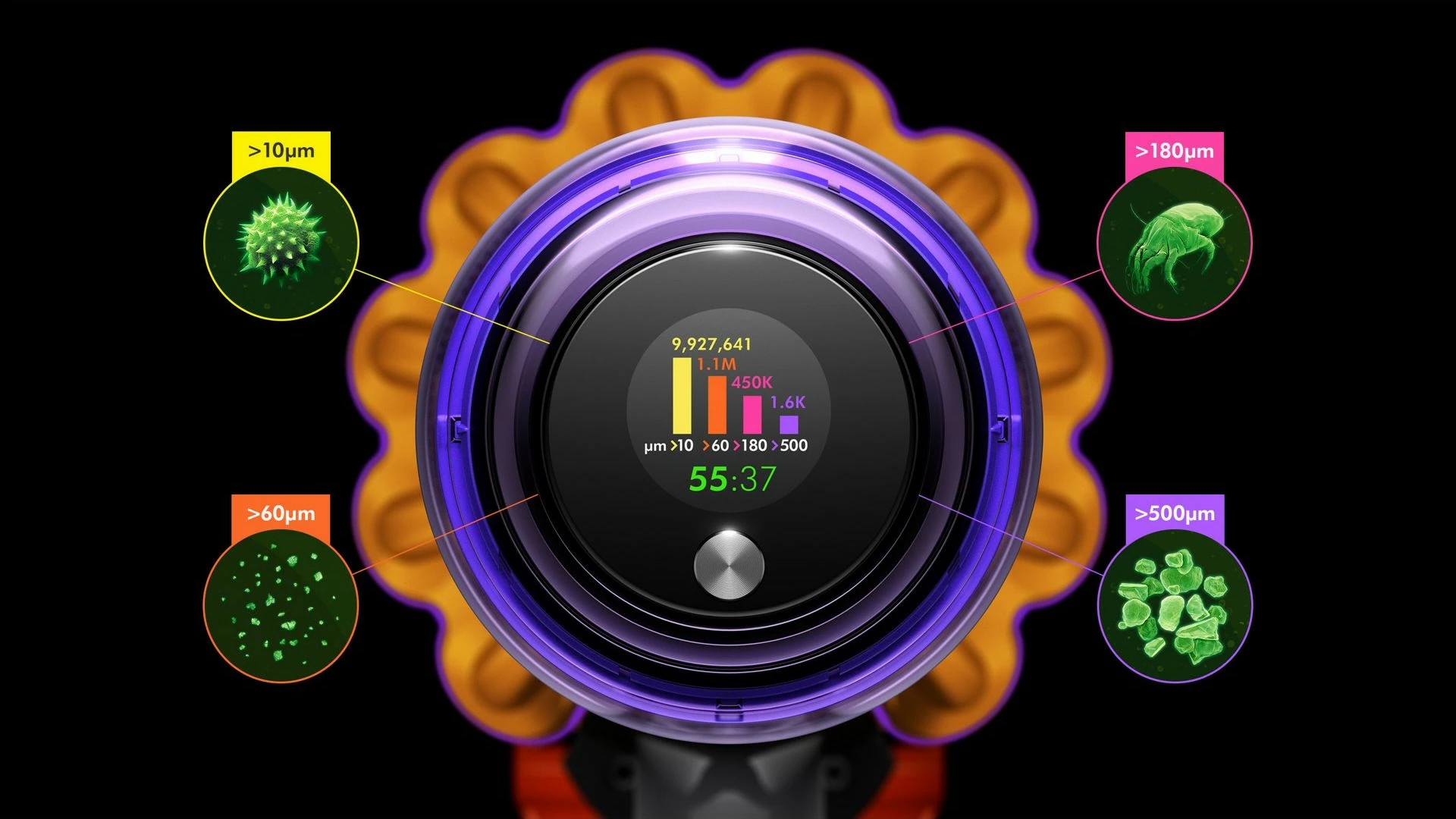 Fshesë me korrent Dyson V15 Detect Absolute, pa qese, 0.76 L, bateri, ngjyrë nikeli dhe e verdhë