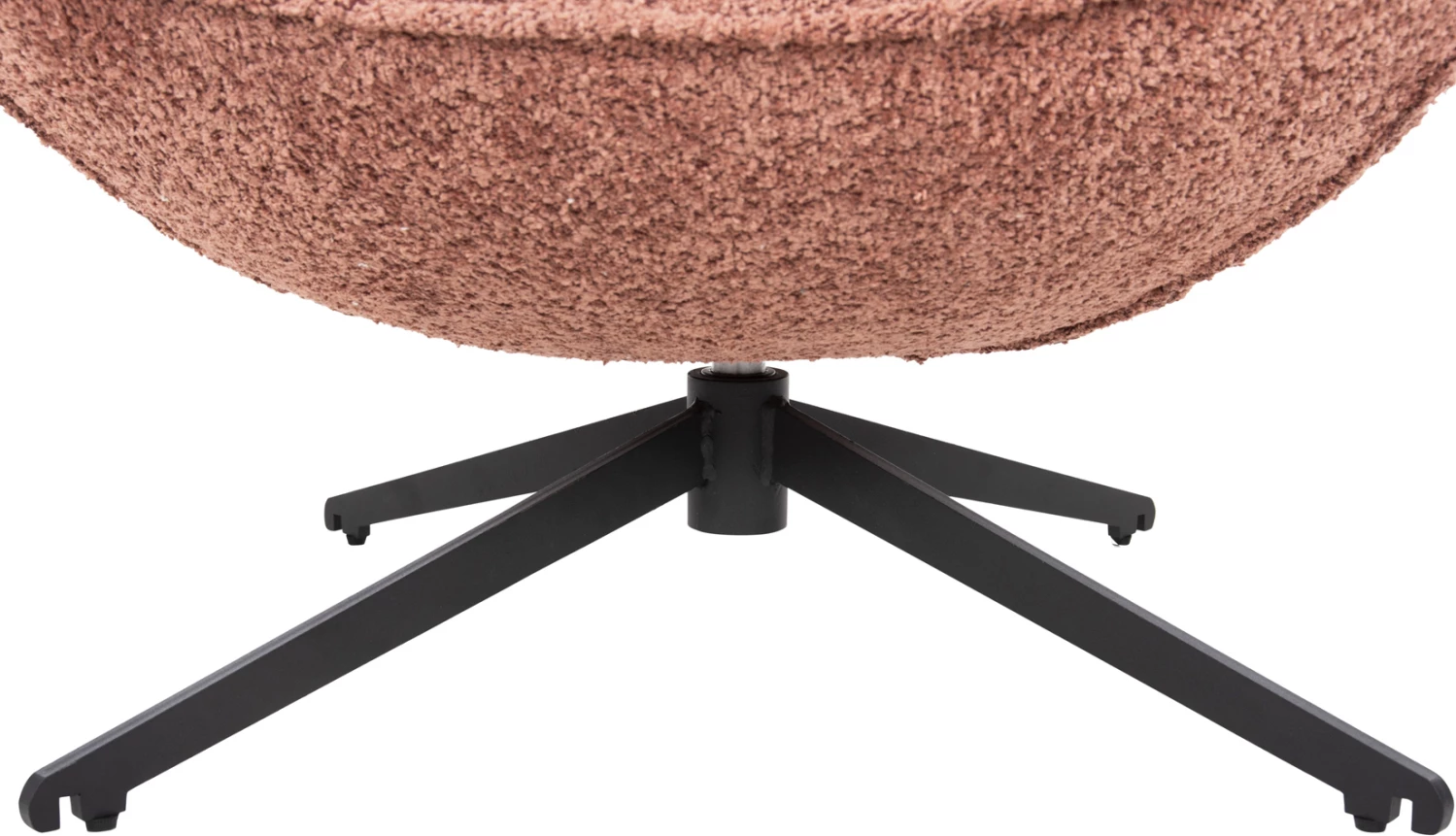 Karrige rrotulluese BRYNN, pëlhurë boucle rozë, bazë metalike e zezë, 88x76x88H cm