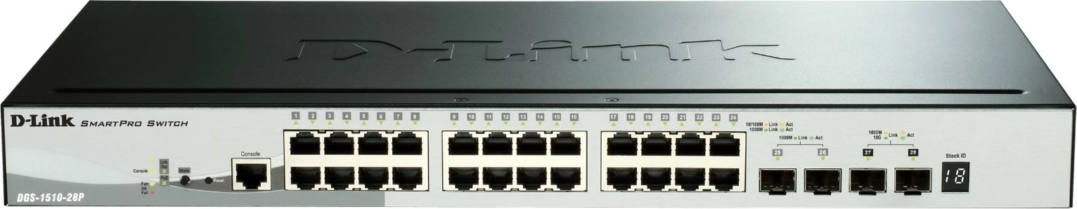Switch D-Link DGS-1510-28P, 24 porta Gigabit, PoE, Managed, L3, rackmount