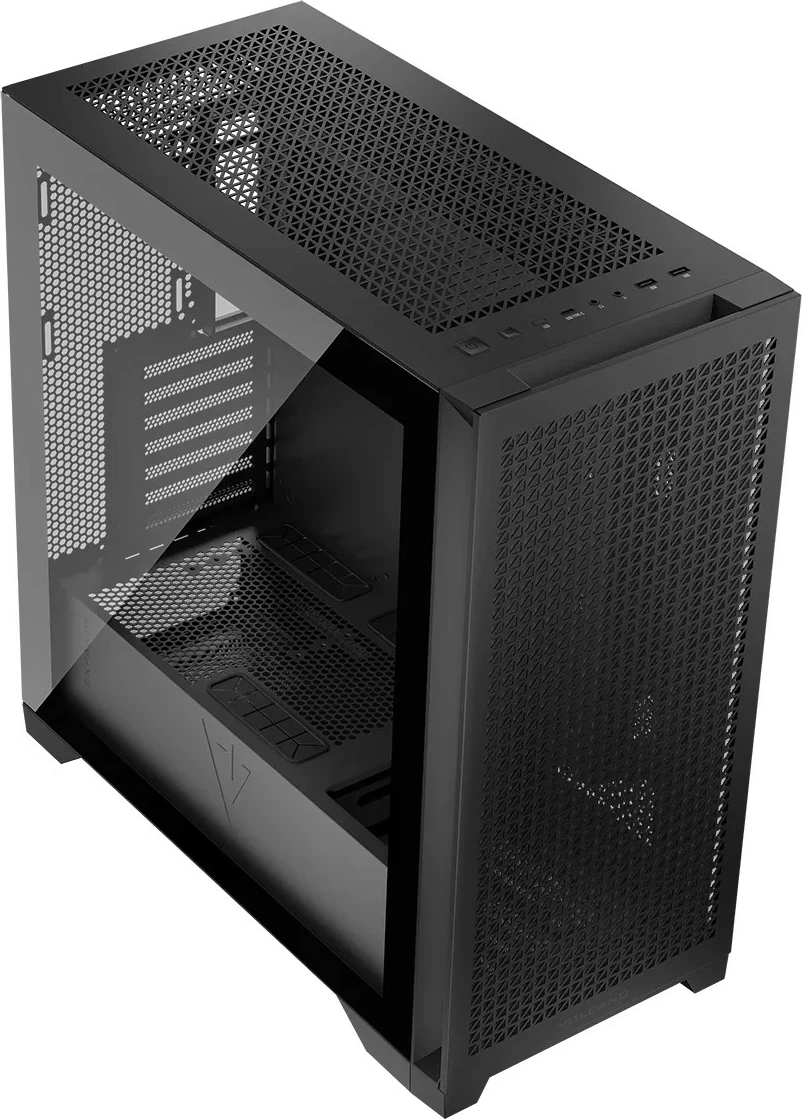Kasë kompjuteri, MODECOM Volcano Expanse T (AT-EXPANSE-TG-NF-10-000000-0002), Midi Tower ATX/mATX/ITX, xham i temperuar, pa ventilatorë, ARGB, USB-C, e zezë