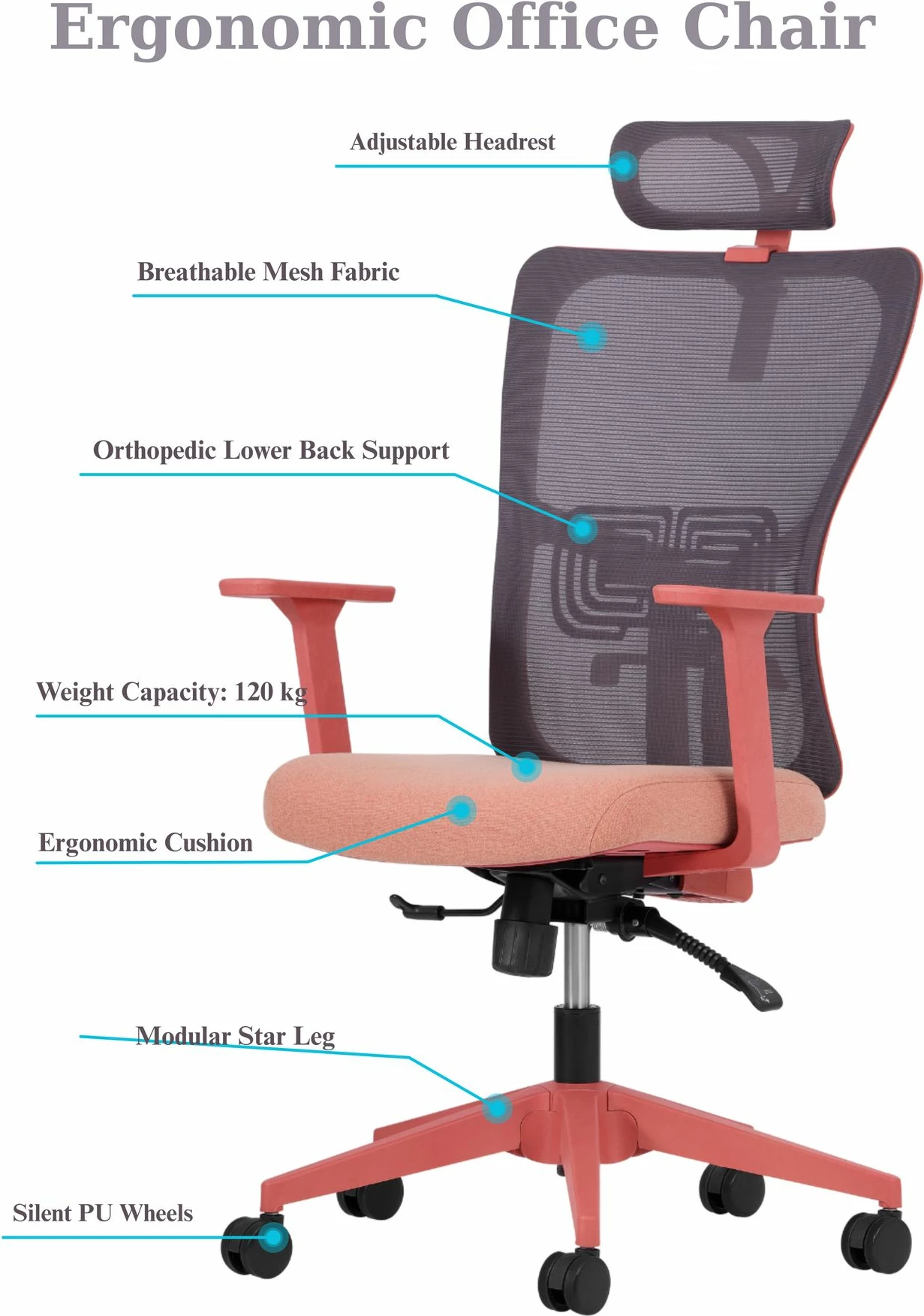 Set karrigash zyre (2 copë), Skye Decor, mbështetje mesit 126, ngjyrë salmon