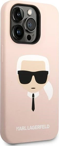 Mbështjellës Karl Lagerfeld KLHMP14XSLKHLP për iPhone 14 Pro Max 6.7", silikon, MagSafe, rozë