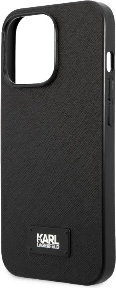 Mbështjellës Karl Lagerfeld KLHCP13LSFMP2K për iPhone 13/13 Pro, 6.1", Saffiano Plaque, i zi