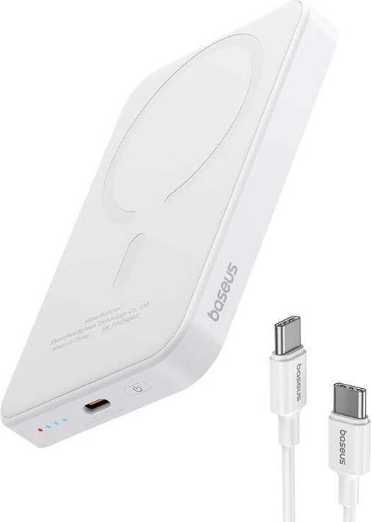 Powerbank Baseus P10022107223-00, 5000mAh, USB-C 20W, i bardhë