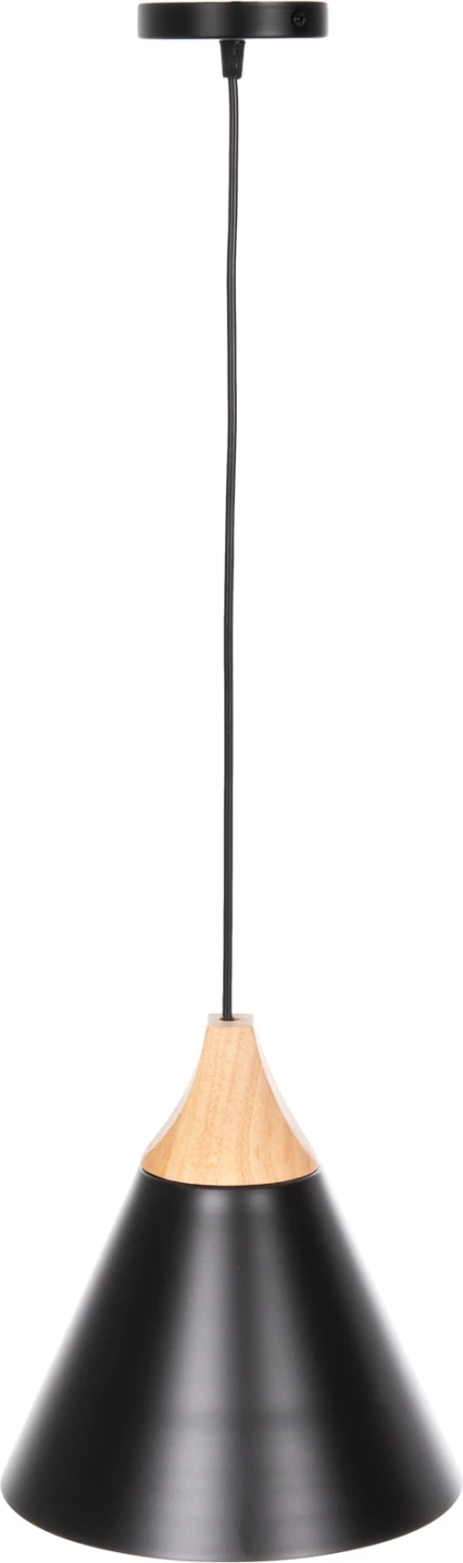 Llambë varëse tavani, kapak metali i zi, detaj druri, FH4148, Φ22x115H cm