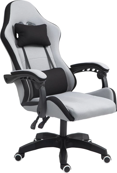 Karrige për zyre gaming Gline, ngjyrë zezë-gri, pëlhurë, pp zezë, 60x59x118cm