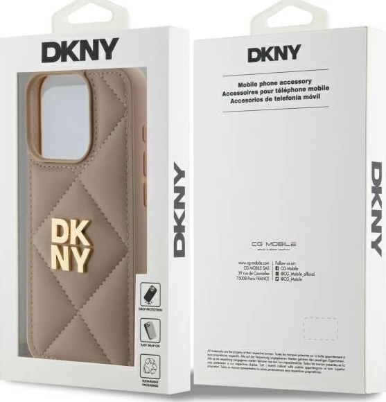 Mbështjellës DKNY Quilted Stack Logo për iPhone 15 Pro Max, Bezhe