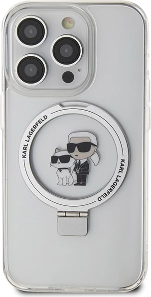 Mbështjellës Karl Lagerfeld Ring Stand Karl&Choupette MagSafe për iPhone 13 Pro Max, Bardhë