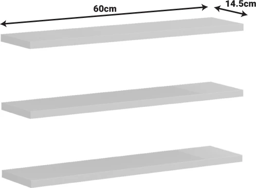 Raft muri, ngjyrë e bardhë, 60x14.5x1.8cm