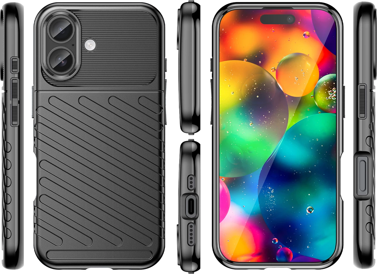 Mbështjellës Hurtel Thunder Case për iPhone 17, TPU, i zi